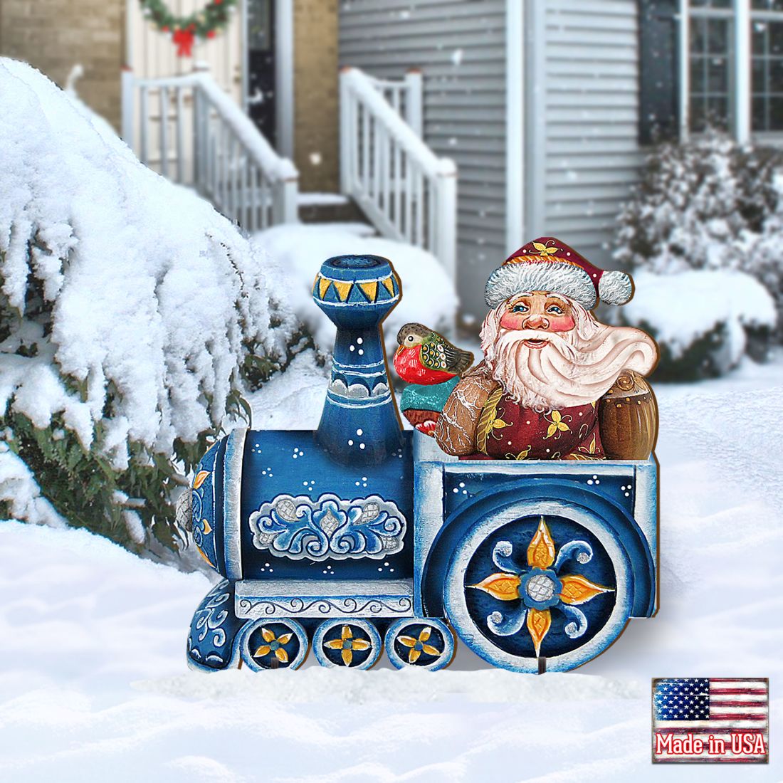 Train Ride Santa Christmas Outdoor Decor by G. DeBrekht - Christmas Santa Snowman Decor - 8129211F