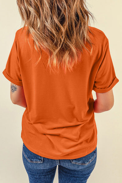 Orange Floral Pumpkin Bow Heat Transfer Printing Thanksgiving T Shirt
