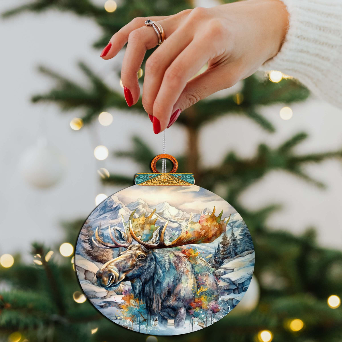 Mighty Moose Of Alaska Wooden Ornaments by G.Debrekht - Wildlife Holiday Decor - 870054
