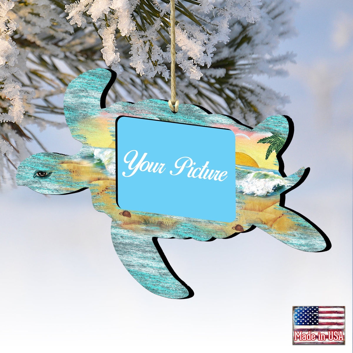Sea Turtle Coastal Picture Frame Ornaments - Ornament for Photo - Coastal Holiday Decor - 8198518PF