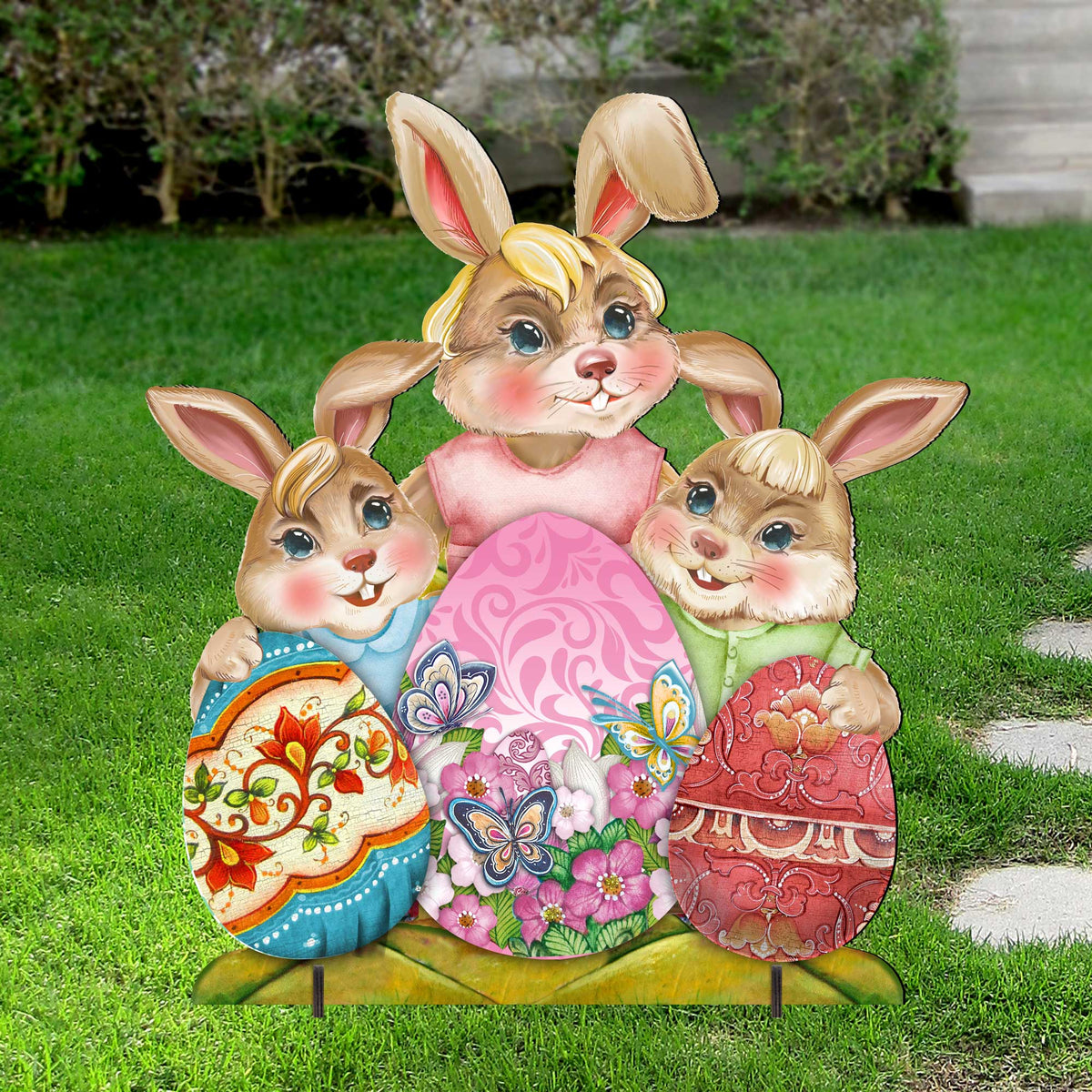 Bunny Drucker Family Easter Yard Sign by G. DeBrekht - Easter Spring Decor - 8154431F