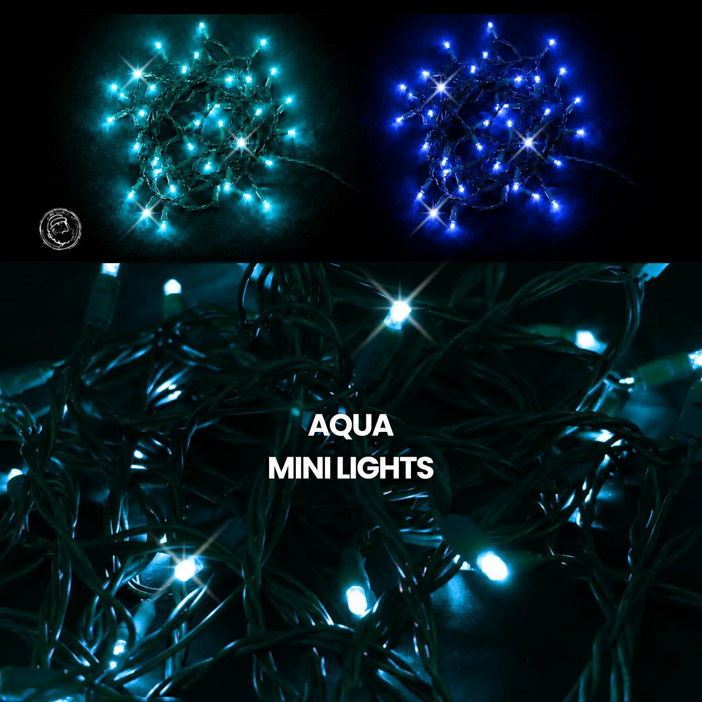 LED Mini Lights 5MM Aqua Twinkle Green Wire - 6" Spacing
