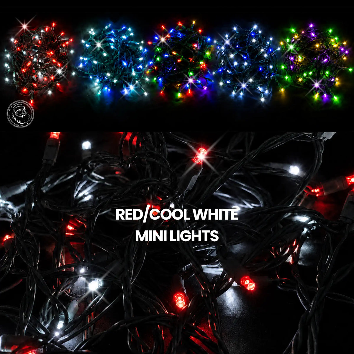 a group of lights on a black surface