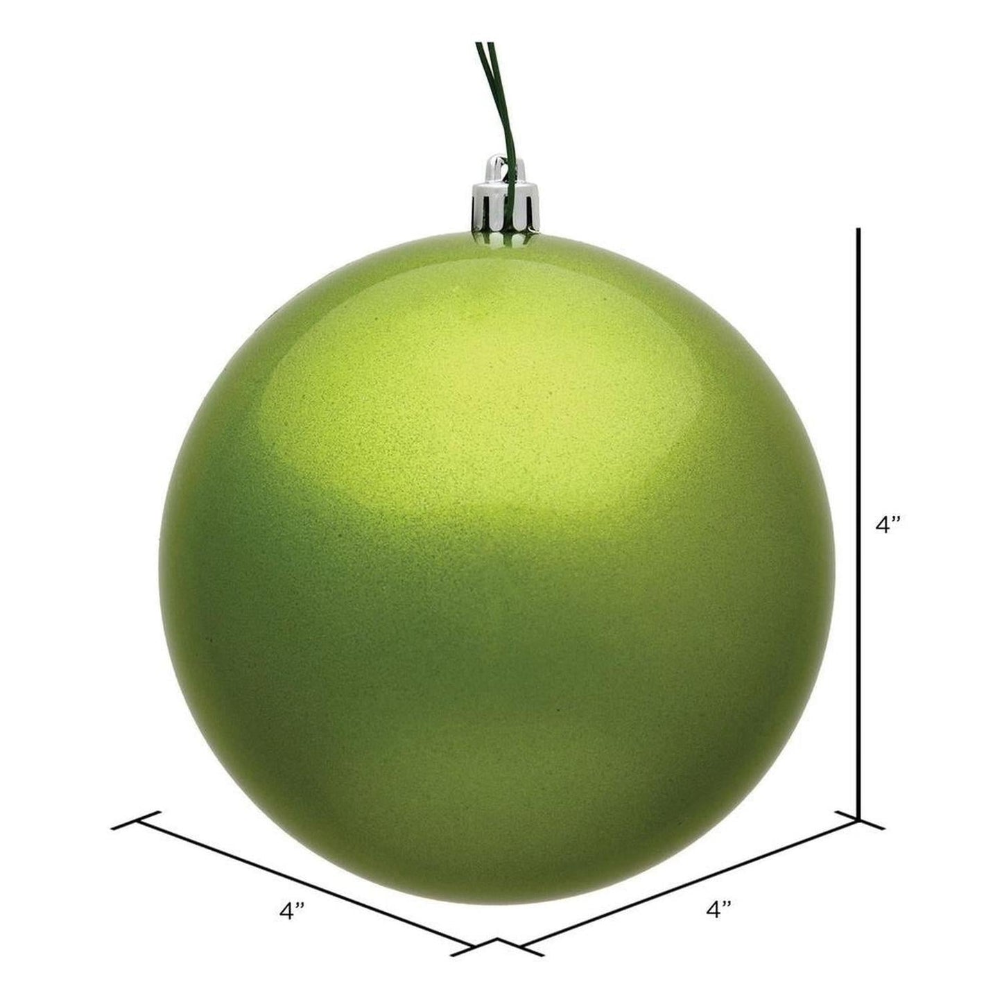4" Candy Lime Green Ball Christmas Tree Ornament (6 pack)