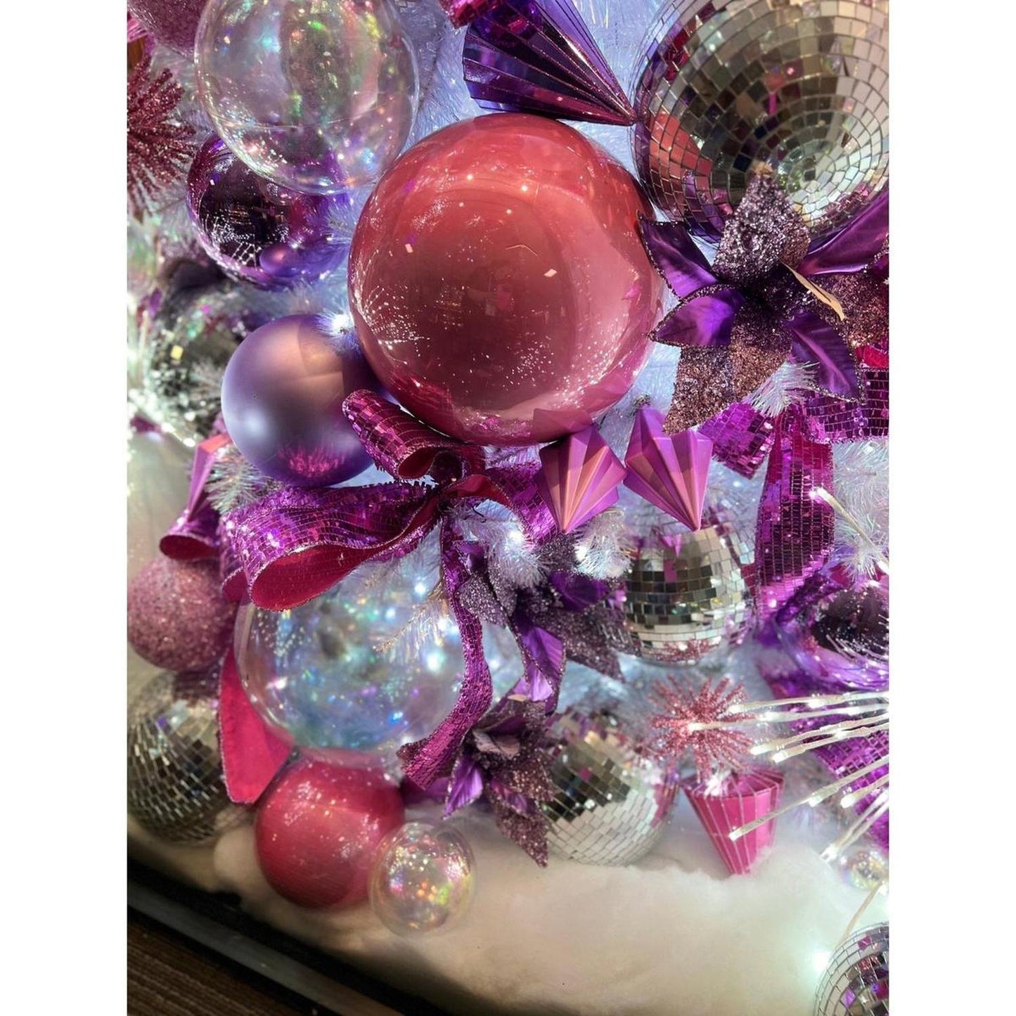 4" Clear Iridescent Ball Ornament (Set of 6)