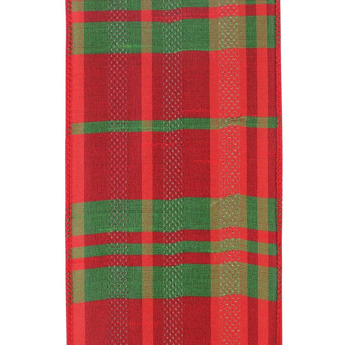 4" Dupioni Plaid Glitter Stripe Ribbon: Multi (10 Yards)