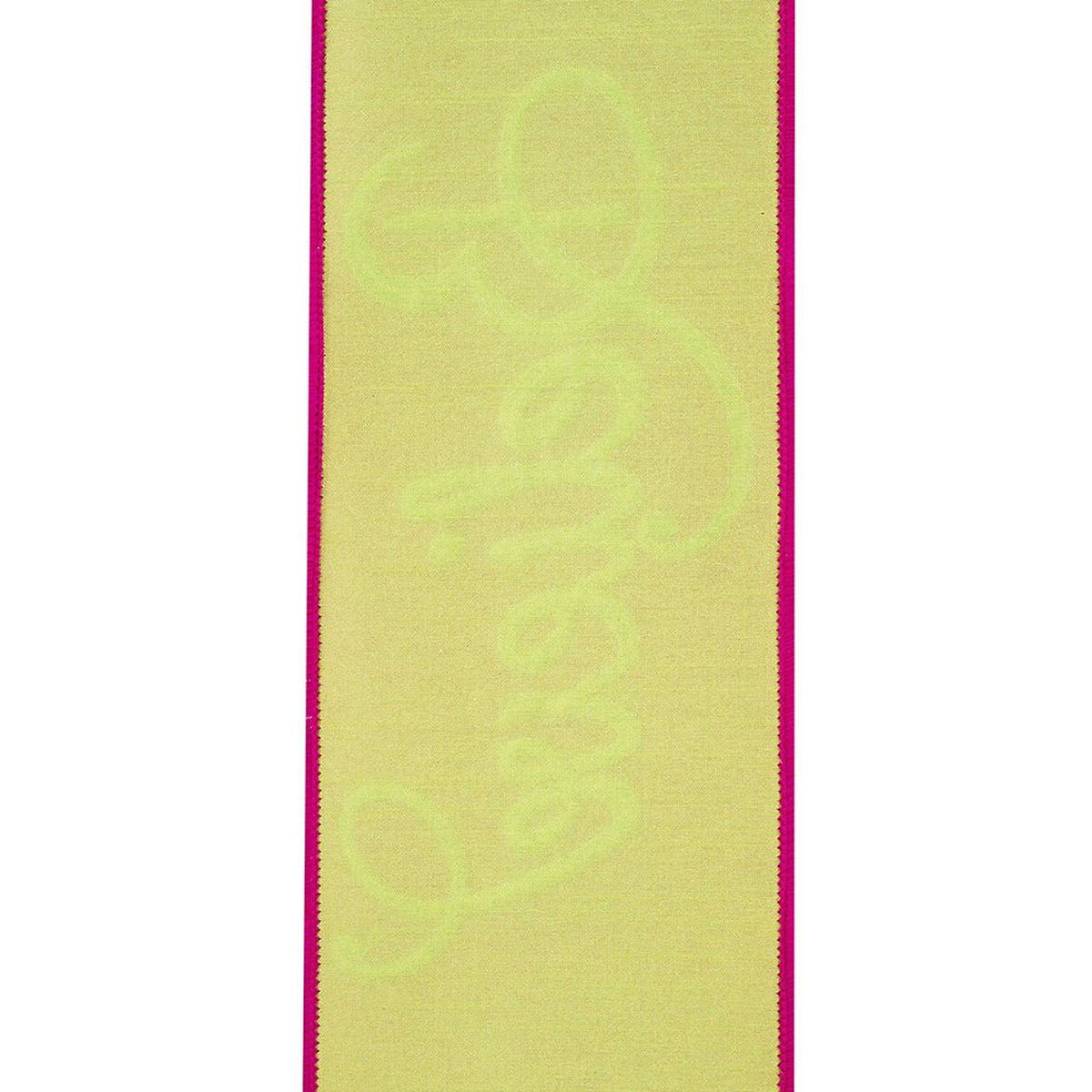 4" Embroidery Believe Ribbon: Hot Pink/Lime Green (5 Yards)