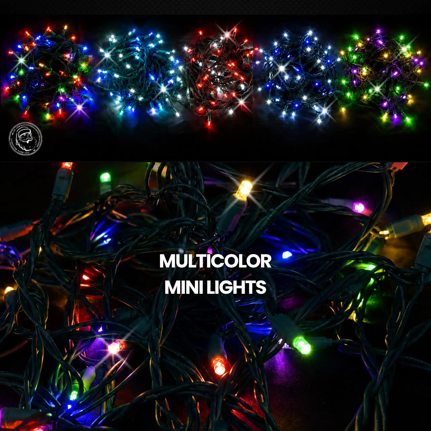 LED Mini Lights 5MM Multicolor Soft Twinkle Green Wire - 6" Spacing