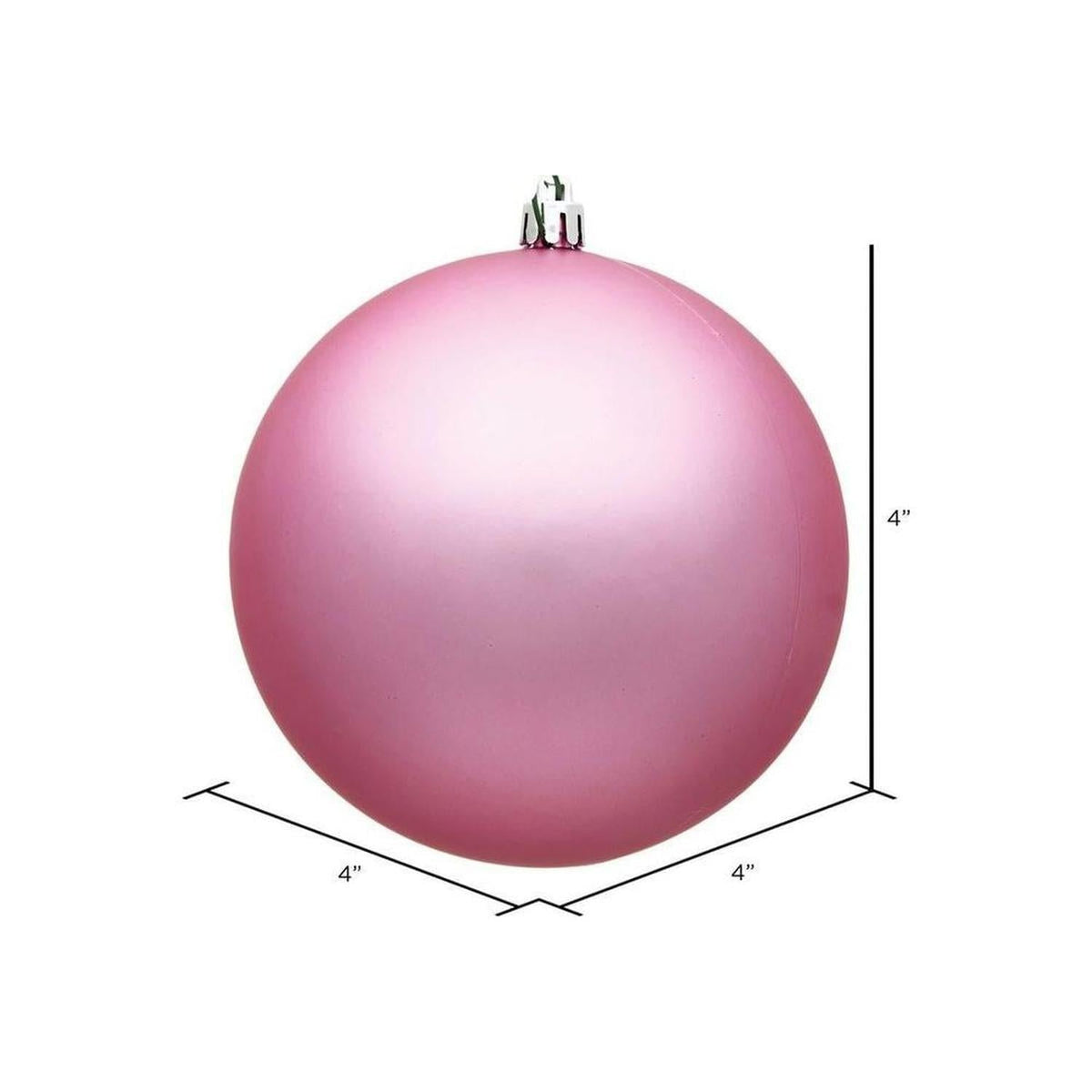 4" Pink Matte Ball Christmas Tree Ornament (6 pack)