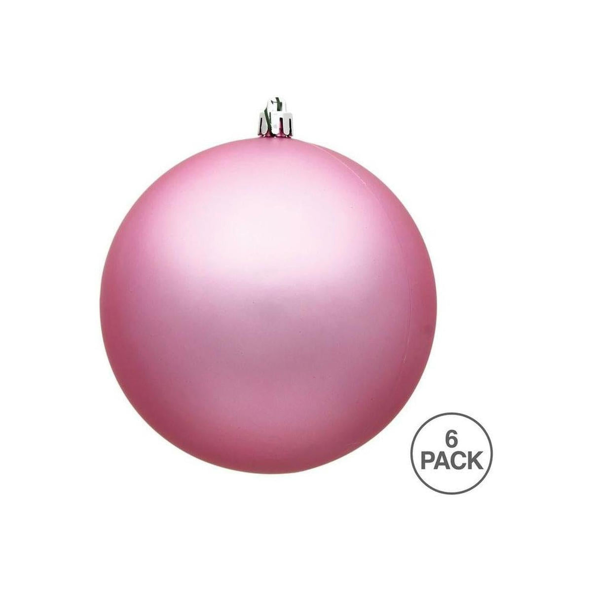 4" Pink Matte Ball Christmas Tree Ornament (6 pack)