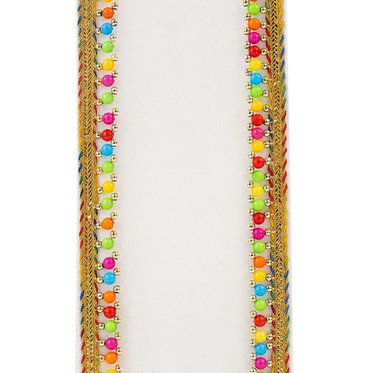4" Beaded Candy Edge Ribbon: White (5 Yards)