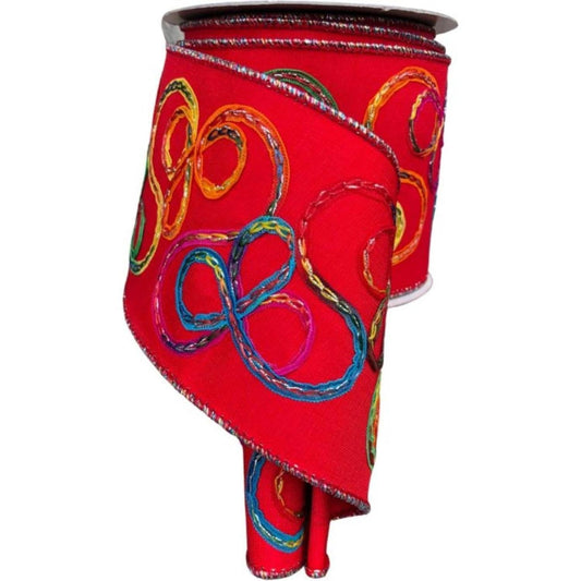 4" Candy Loop Ribbon: Red (10 Yards)
