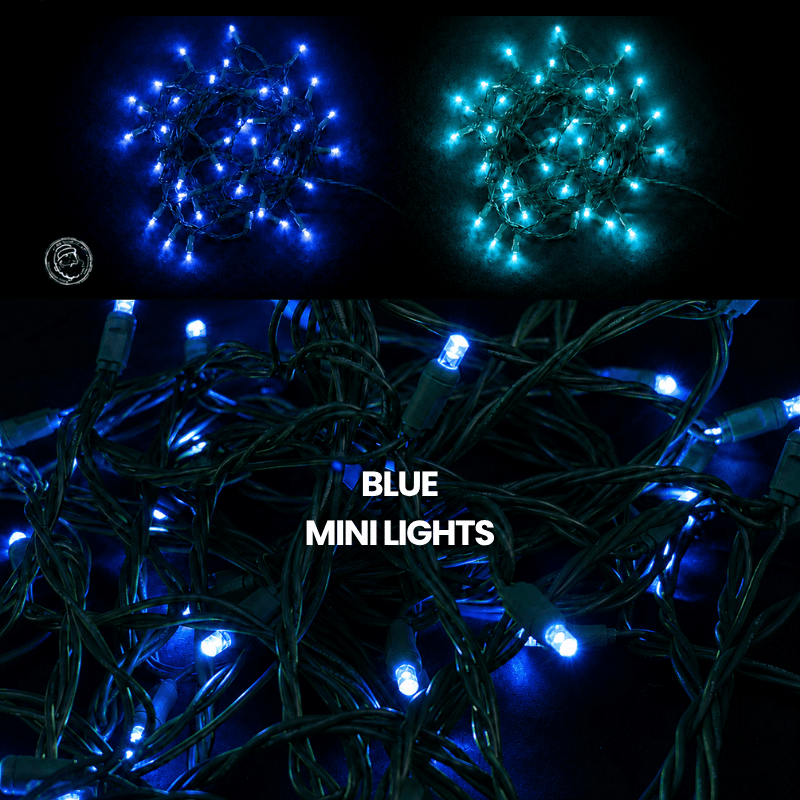 LED Mini Lights 5MM Blue Static - 6" Spacing