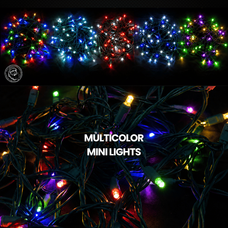 LED Mini Lights 5MM Multicolor Green Wire 6" Spacing