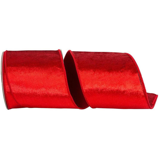 4" Designer Plush Velvet Elite Ribbon: Red (5 Yards)