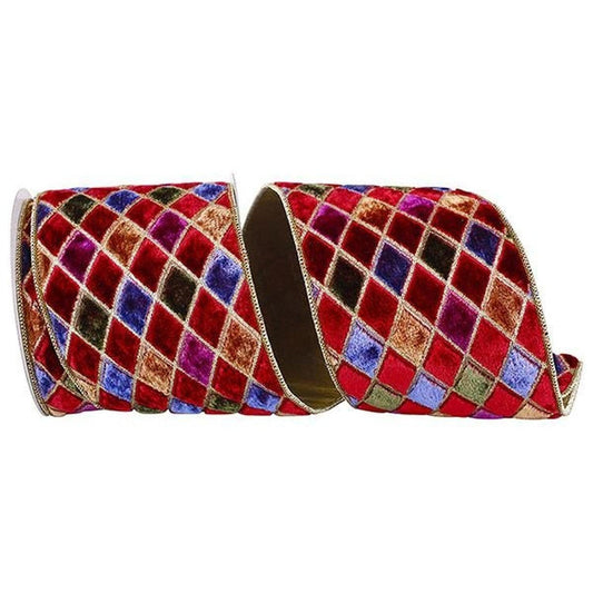 4" Diamond Velvet Jewel Deluxe Ribbon: Wine (5 Yards)