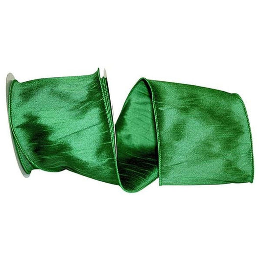 4" Dupioni Supreme Ribbon: Emerald Green (10 Yards)