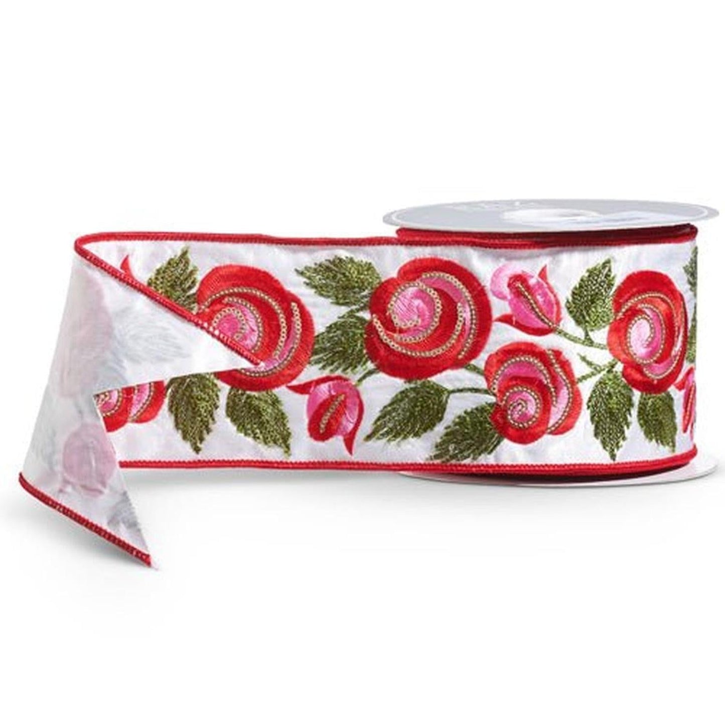 4" Embroidered Roses Ribbon (10 Yards)