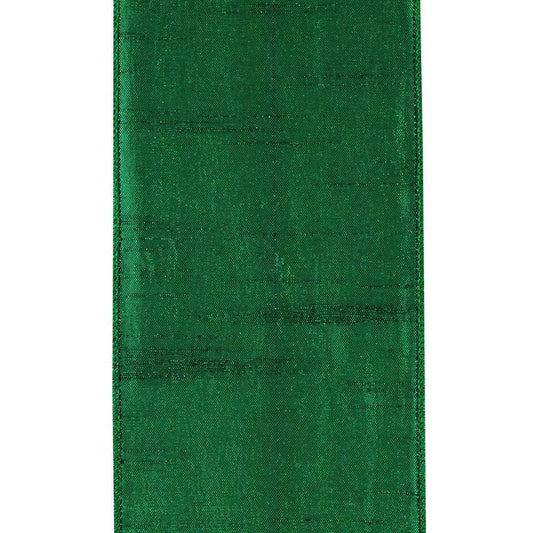 4" Metallic Dupioni Texture Ribbon: Forest Green (10 Yards)