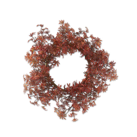 17" Inch Fall Japanese Maple Wreath Candle Ring Halloween Fall Floral Decor