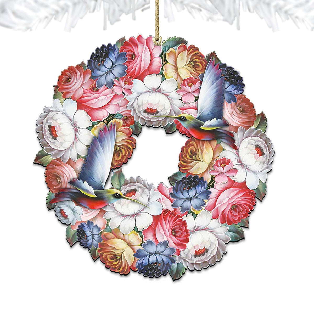 Birdy Floral Wreath Wooden Ornaments by G. DeBrekht - Easter Spring Decor - 8185312