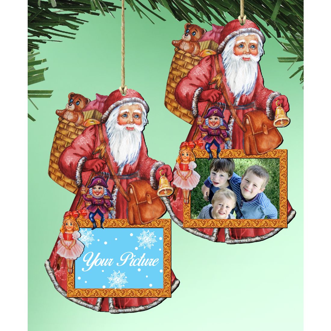 Santa Christmas Picture Frame Ornaments - Ornament for Photo - Christmas Santa Snowman Decor - 8124120PF