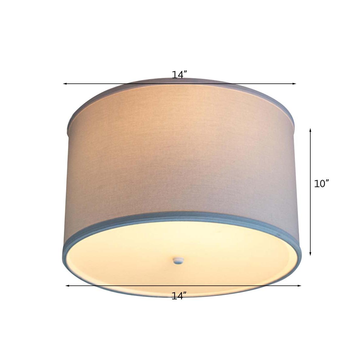14"W Moderne Flush Mount Conversion Kit  White Fabric Drum Lampshade