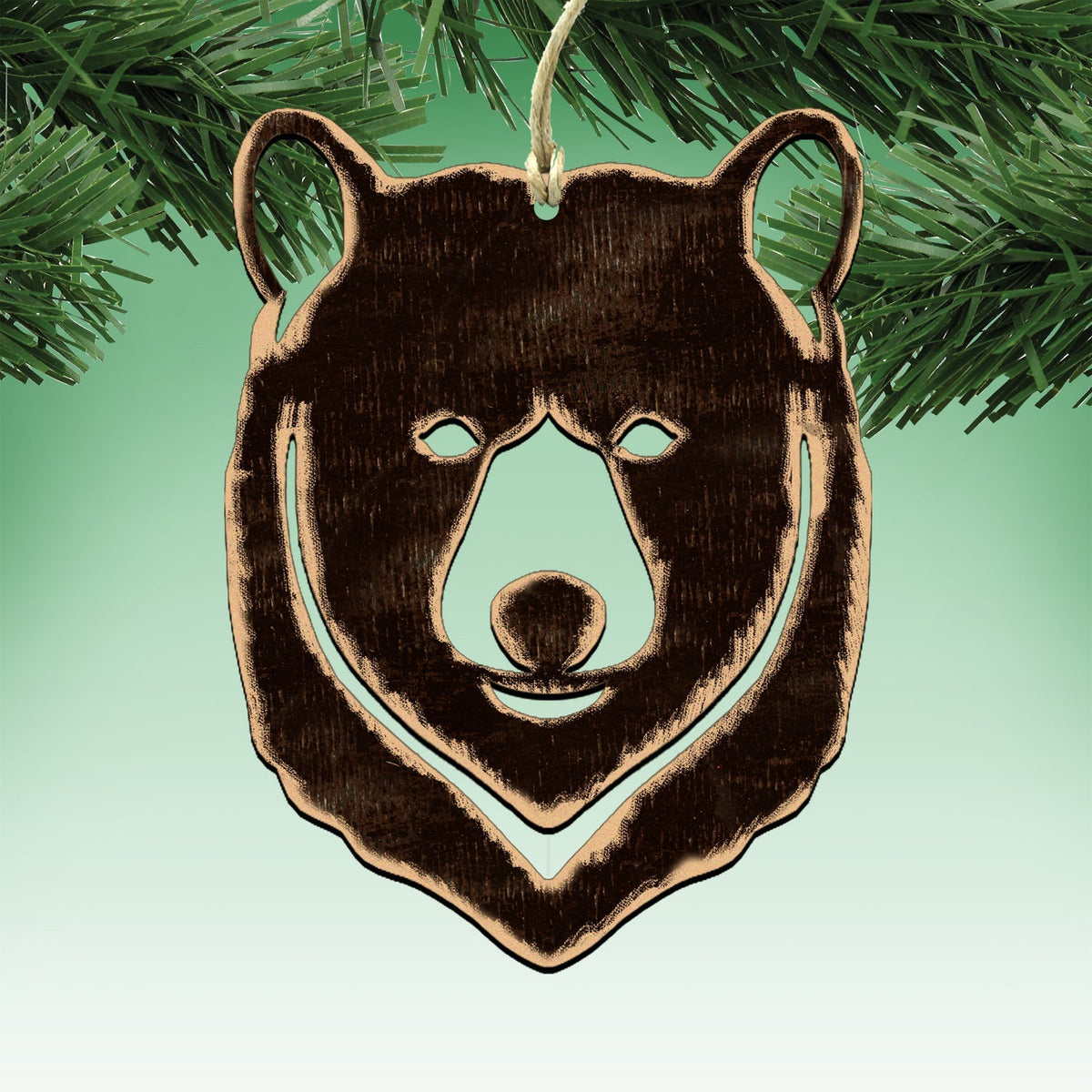 Bear Face Wooden Rustic Ornaments - Set of 3 992144