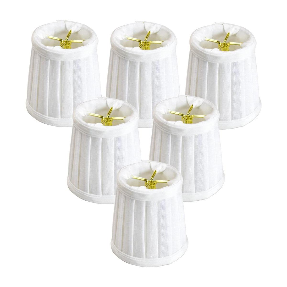 4"W x 4"H Set of 6 Down White Pleated Clip-on Candelabra Lampshade
