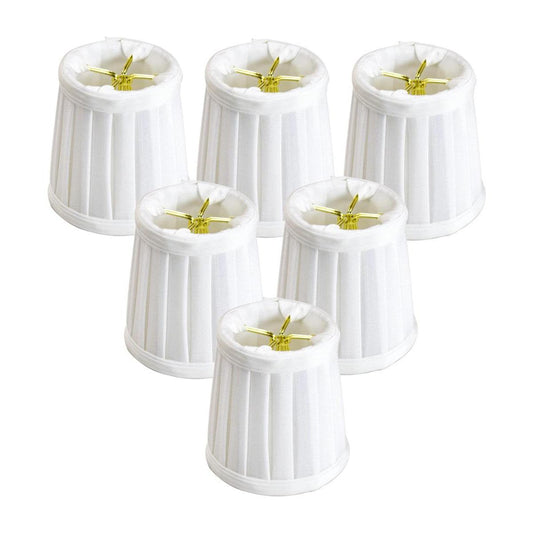 4"W x 4"H Set of 6 Down White Pleated Clip-on Candelabra Lampshade