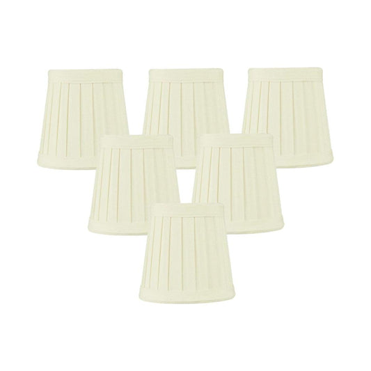 4"W x 4"H Set of 6 Egg Shell Pleated Clip-on Candelabra Lampshade