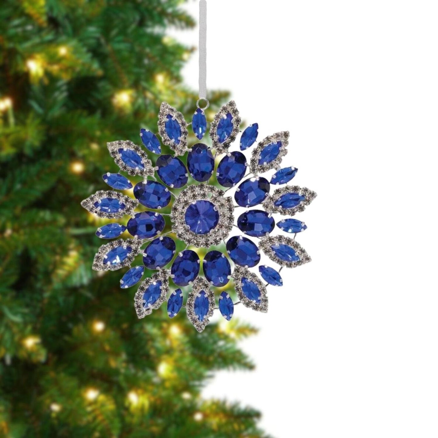 4.25in Hanging Faux Jewel Ornament: Blue