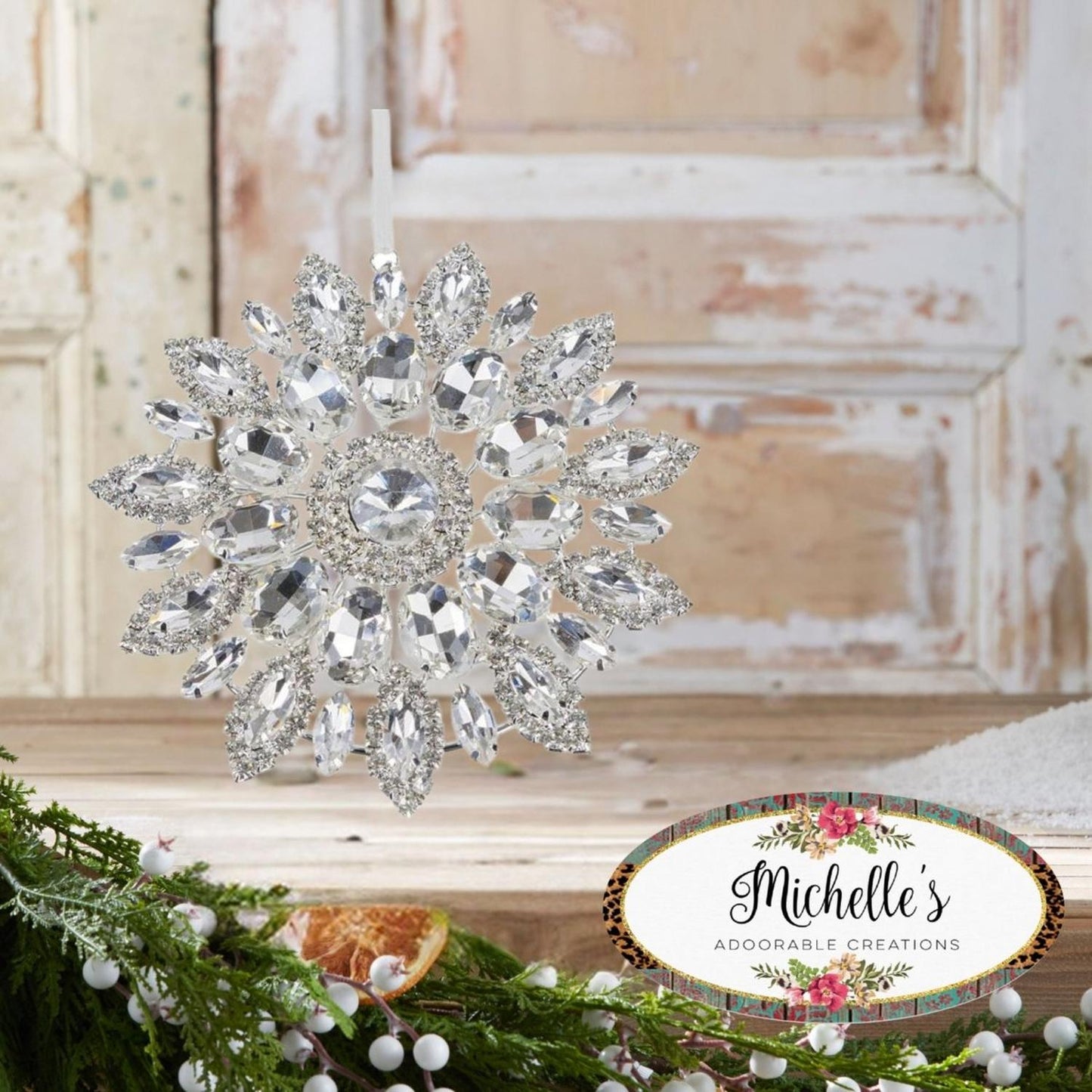 4.25in Hanging Faux Jewel Ornament: Clear