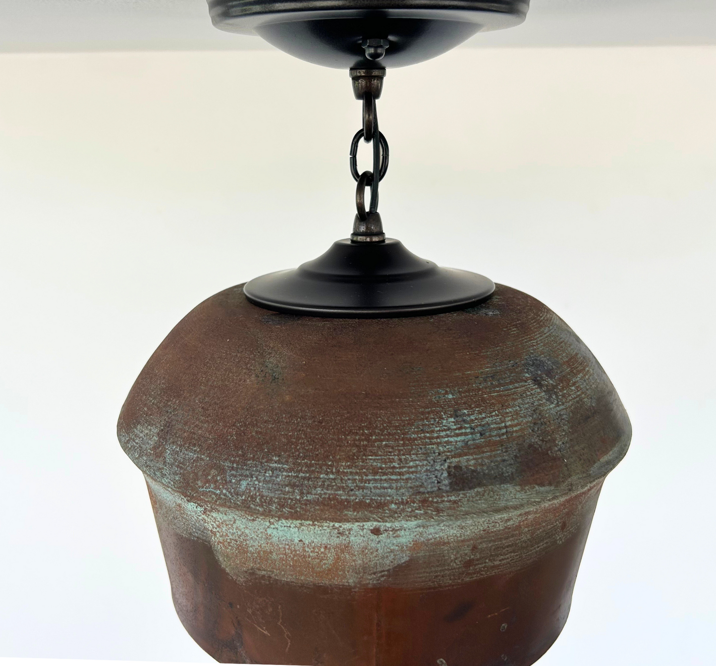 Modern Handcrafted Copper Ceiling Light with Chain | 8.5"