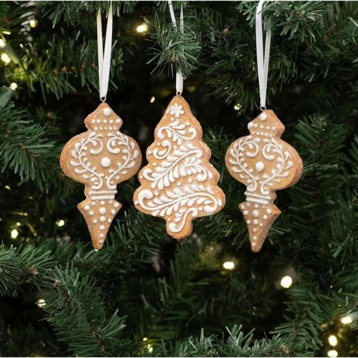 4.5" White Icing Gingerbread Ornaments (Asst 3)