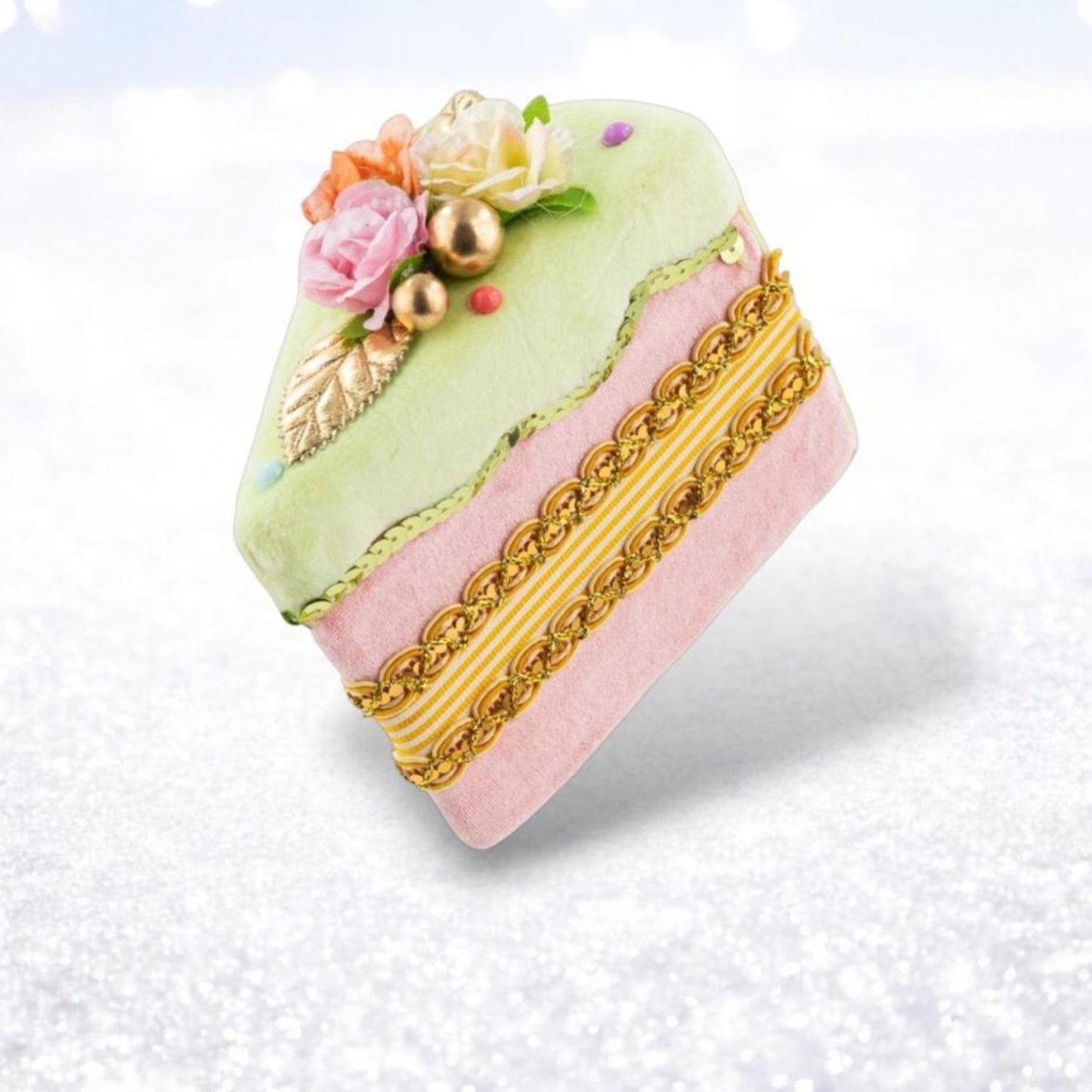 4.5in Pink Cake Slice Ornament