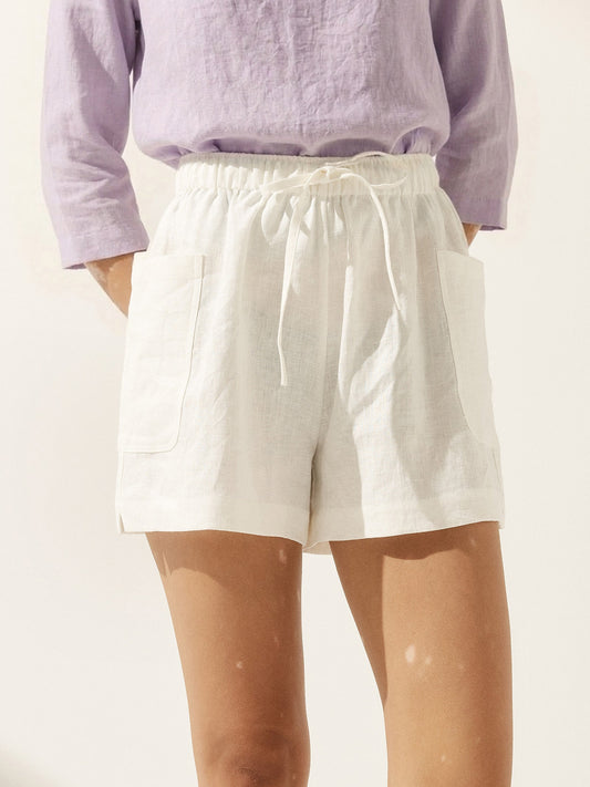 100% Linen Utility Side Pocket Short WYNNIE