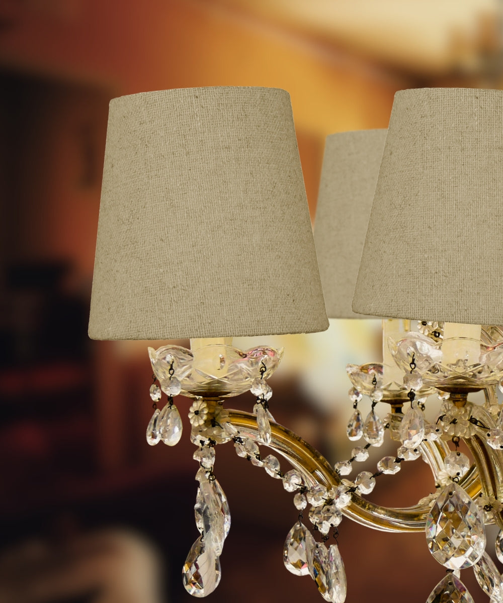 4"W x 4"H Chandelier Sand Linen Clip-On Lampshade