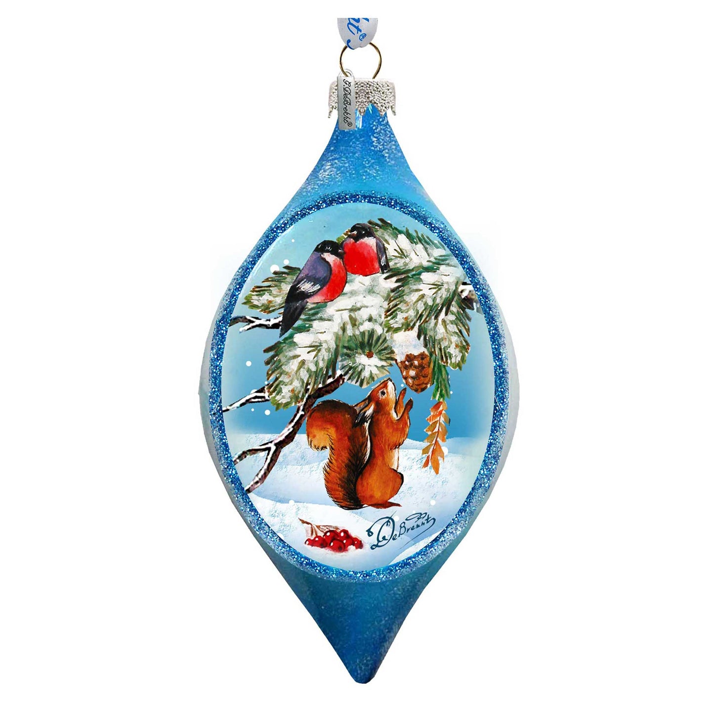 Squirrel and Birds Ball Glass Ornament by G. DeBrekht - 73451