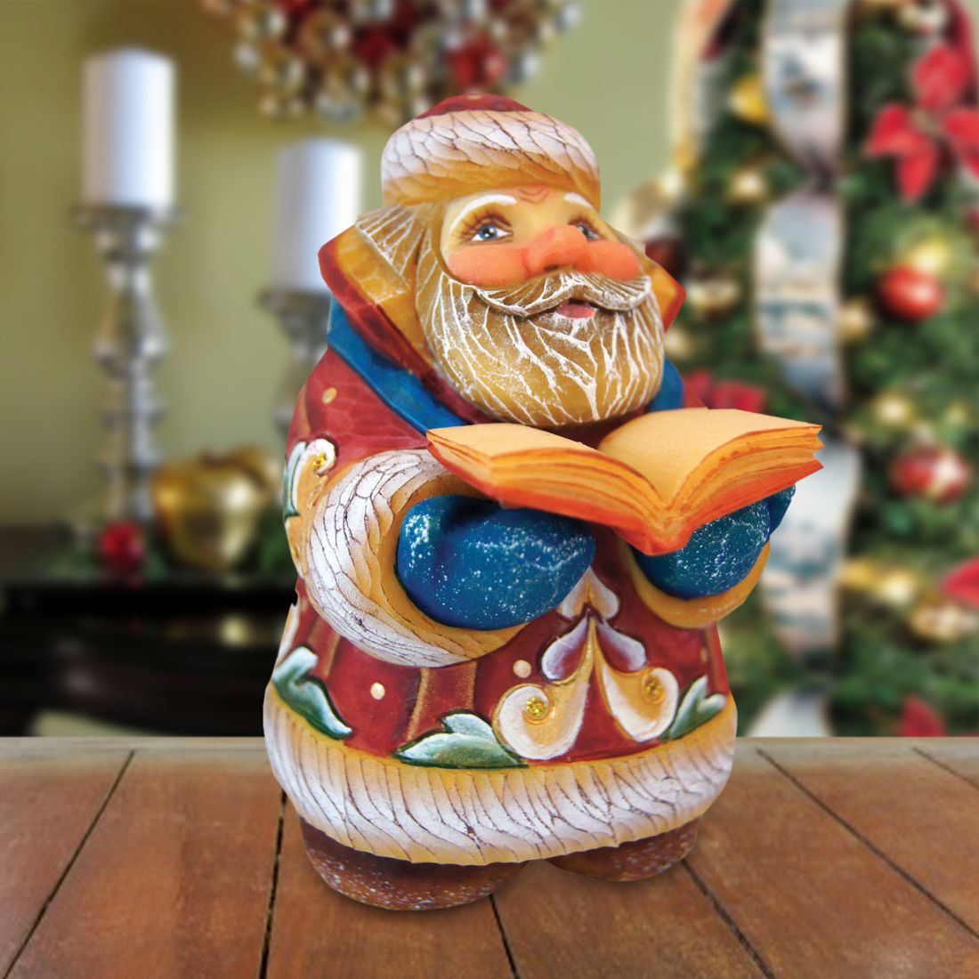 Mini Scholar Santa Handcrafted Christmas Figurine - G. DeBrekht - Christmas Santa Snowman Decor - 517655