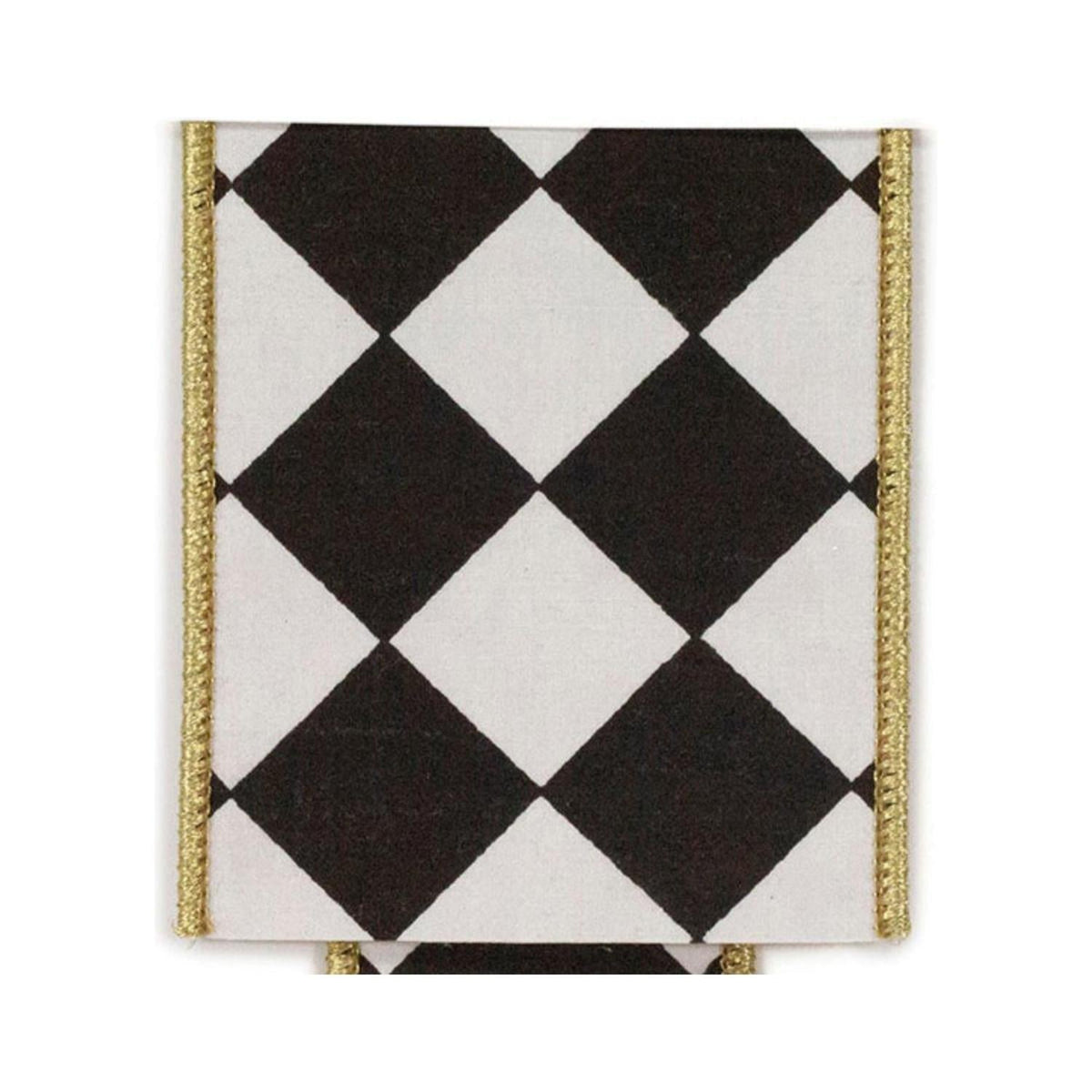 4in Grand Diamond Deluxe Ribbon: Black/White (10 Yards)