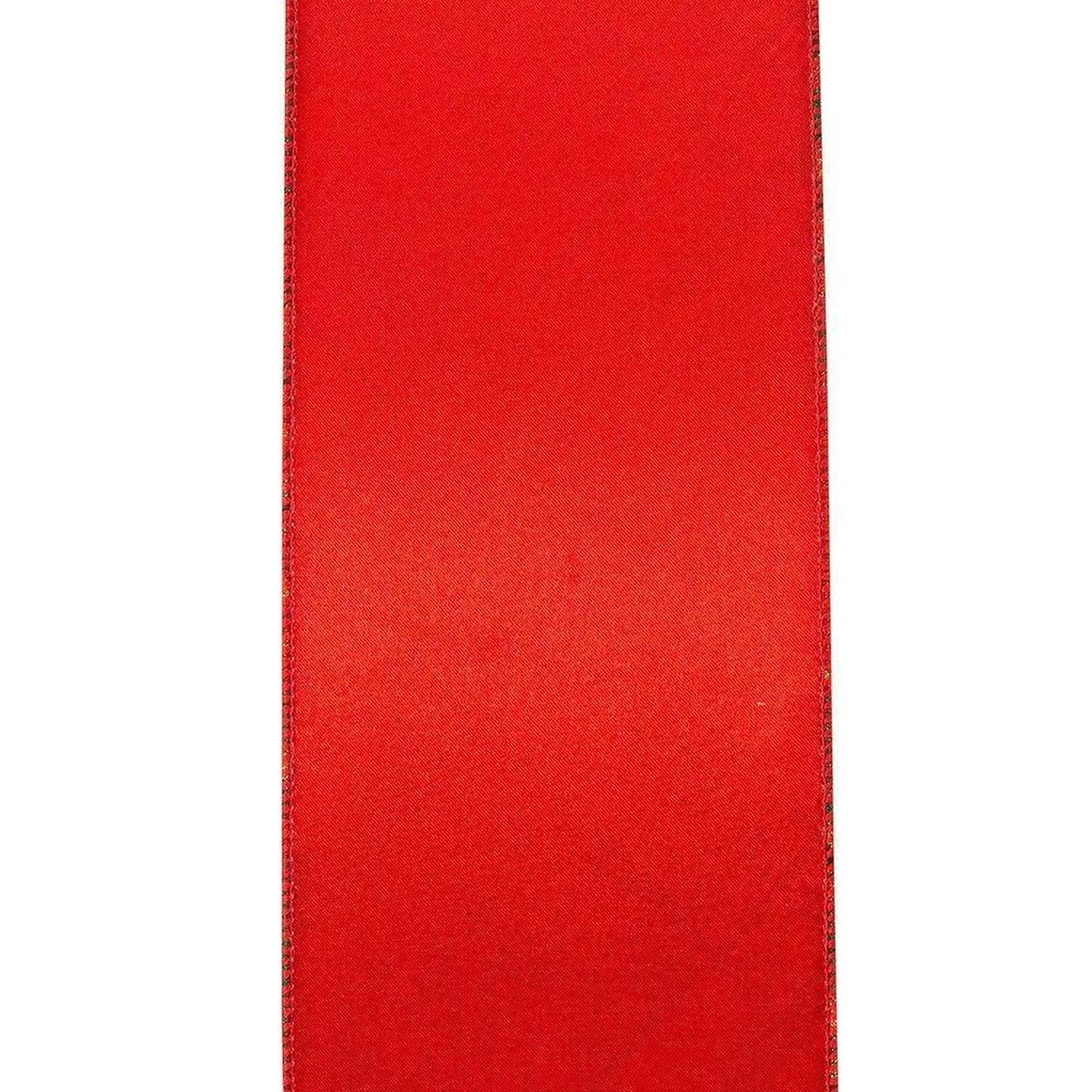 4in Metallic Diagonal Plaid Ribbon: Red (10 Yards)
