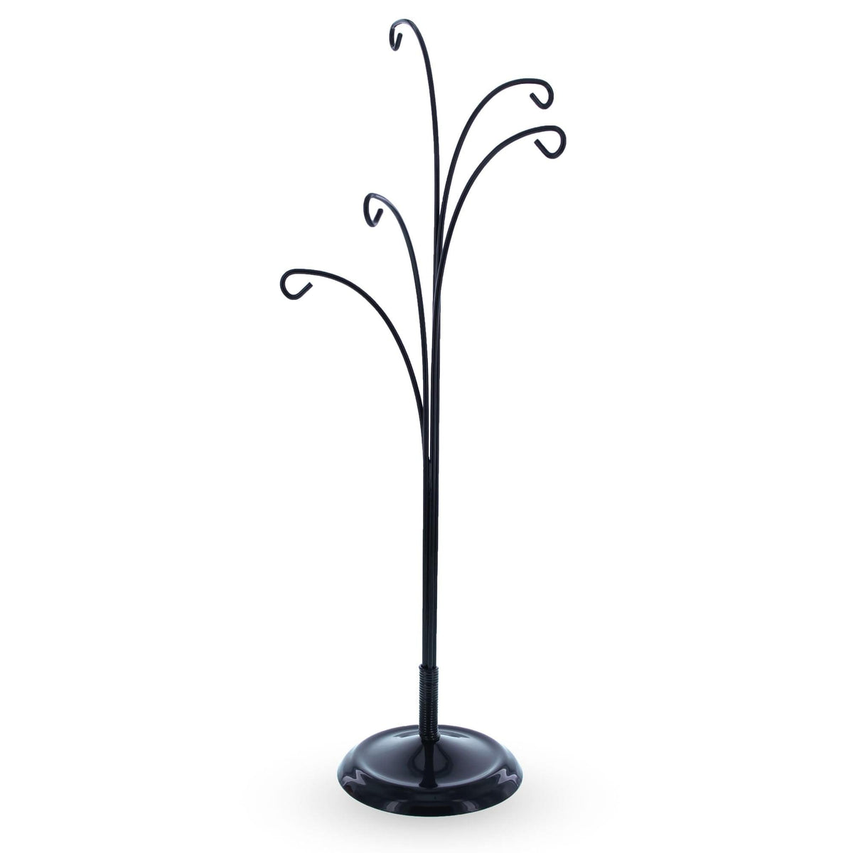 5-Arm Scroll Tree Branches Black Painted Metal Ornament Display Stand 14.5 Inches