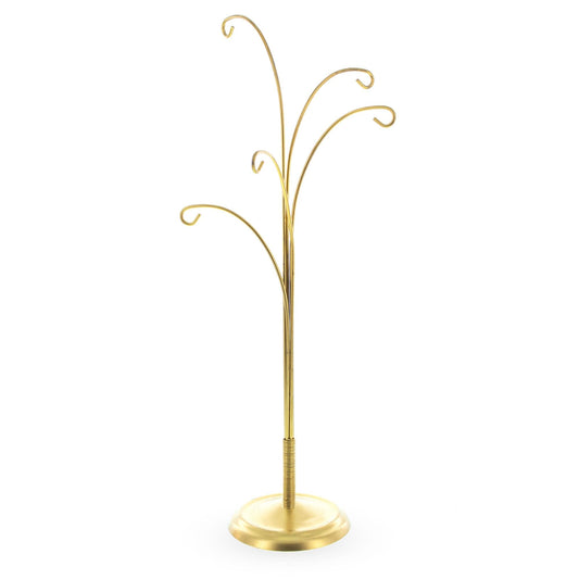 5-Arm Scroll Tree Branches Gold Metal Ornament Display Stand 14.5 Inches