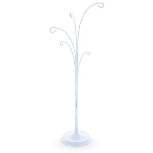 5-Arm Scroll Tree Branches White Painted Metal Ornament Display Stand 14.5 Inches
