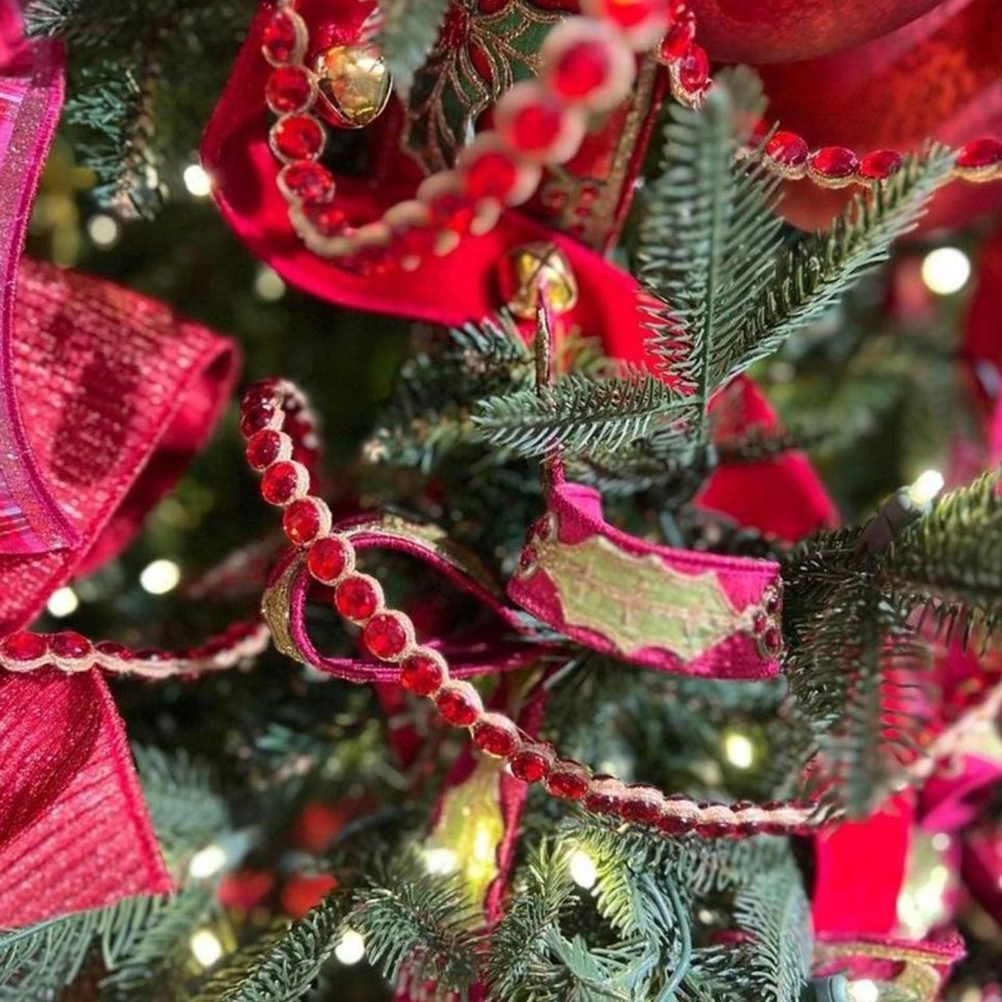 .5" Crown Jewel Garland Ribbon: Red (10 Yards)