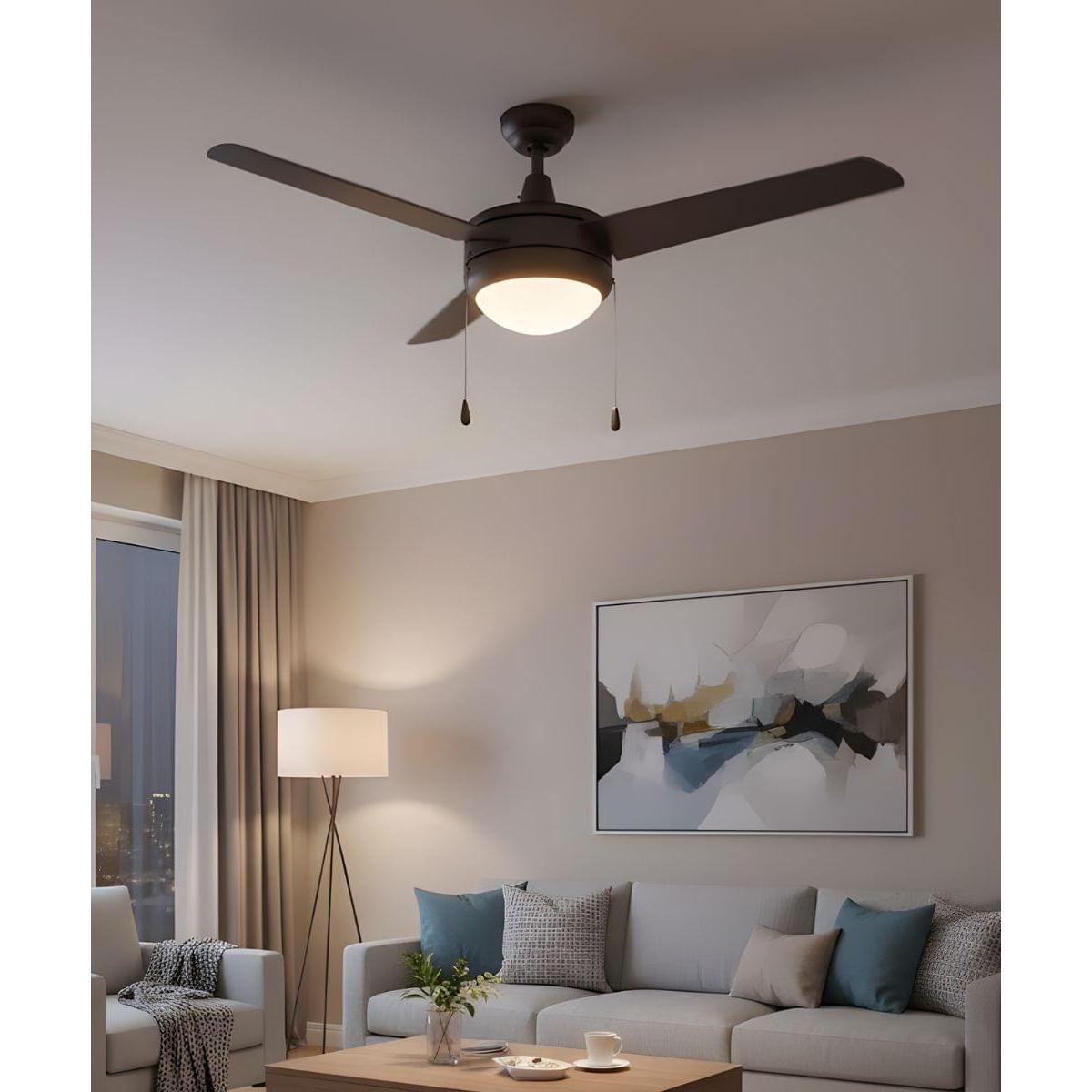 a ceiling fan in a living room