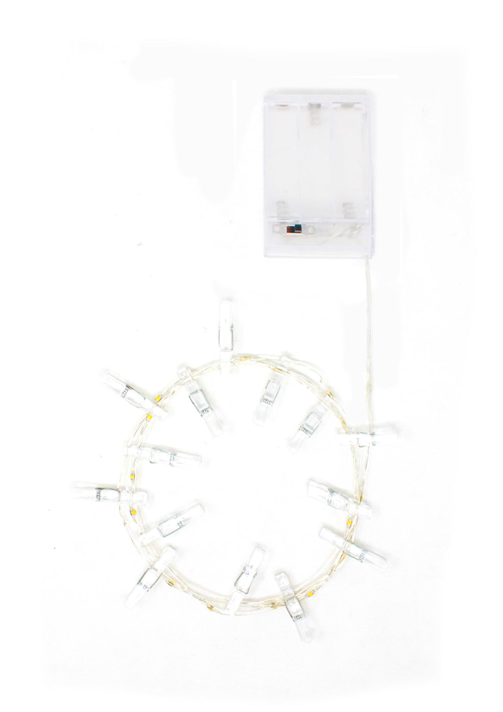 15 LED Mini Photo Clip Battery Operated Silver Copper Fairy Lights - Warm White