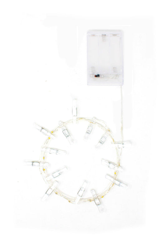 15 LED Mini Photo Clip Battery Operated Silver Copper Fairy Lights - Warm White