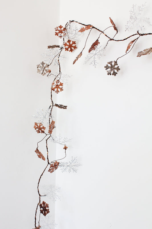 Glitter Snowflake Copper Fairy Lights 20 LED